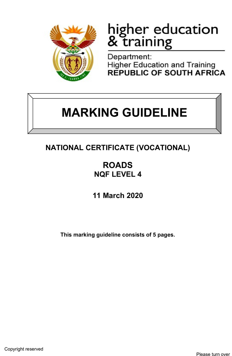 Roads Level 4 DHET NCV March 2020 - Memo