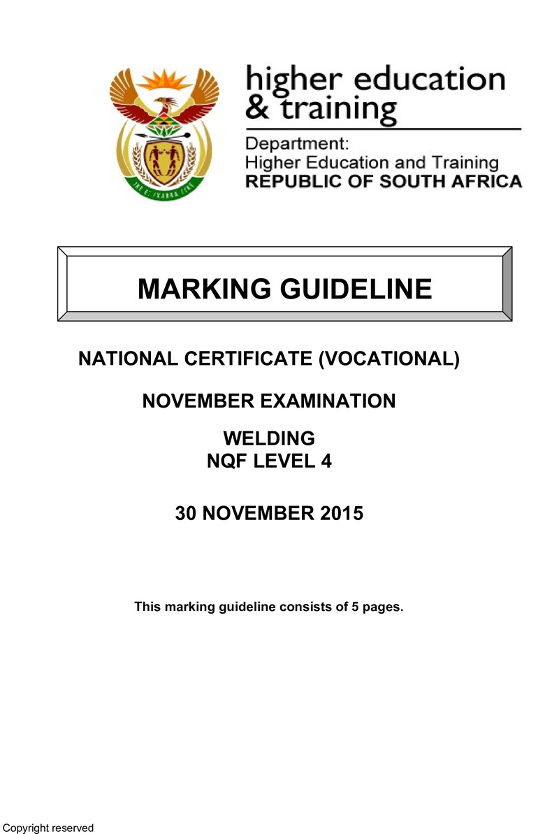 Welding NCV Level 4 Dhet Nated November 2015 Paper 1 - Memo