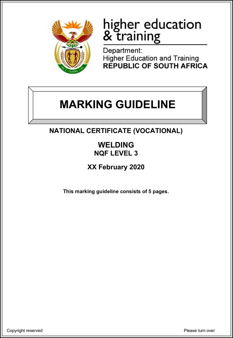 Welding Level 3 DHET NCV February 2020 - Memo
