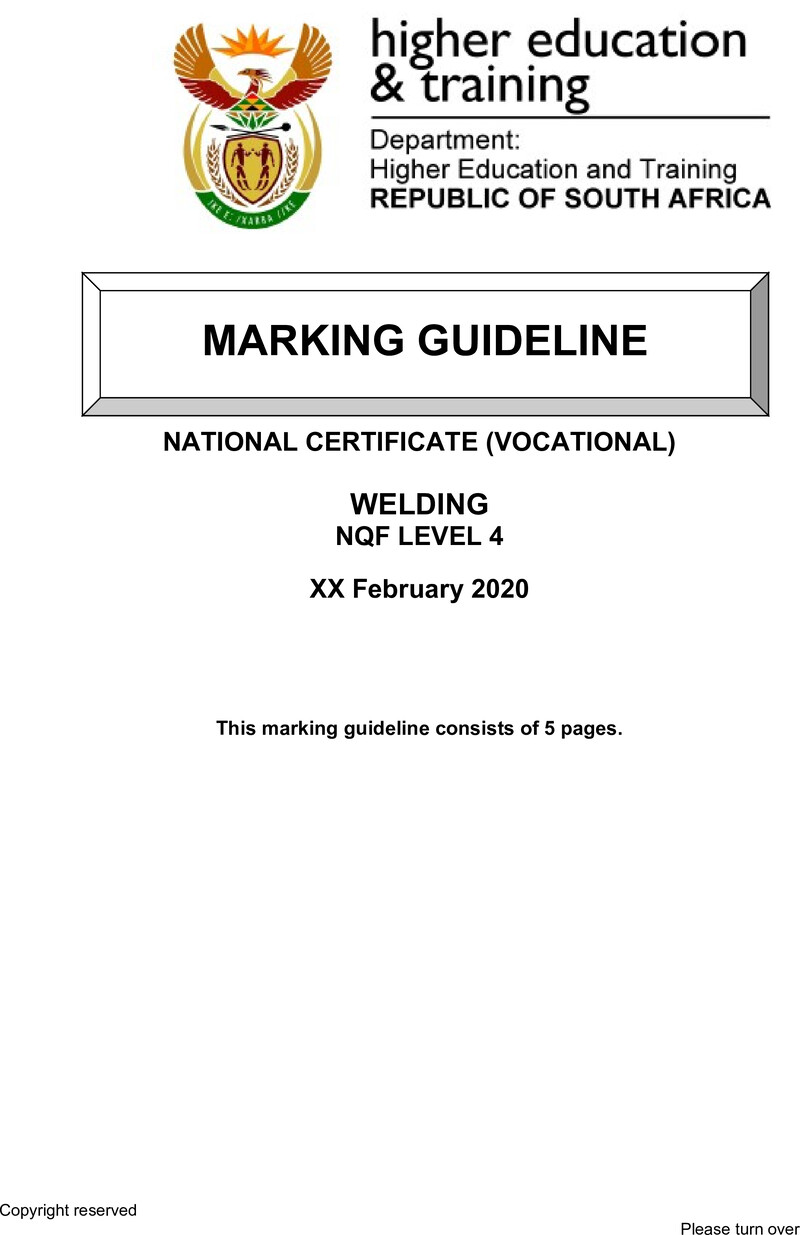Welding Level 4 DHET NCV February 2020 - Memo