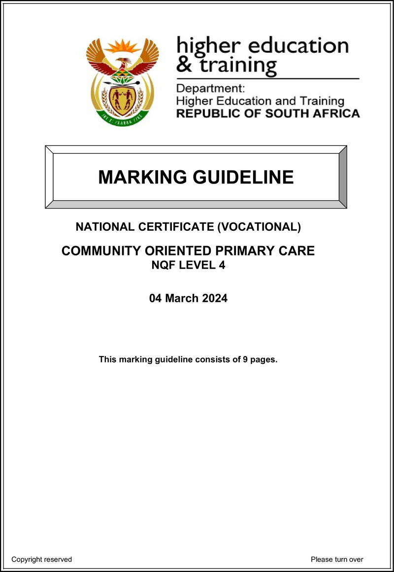 Community Oriented Primary Care Level 4 DHET NCV March 2024 - Memo