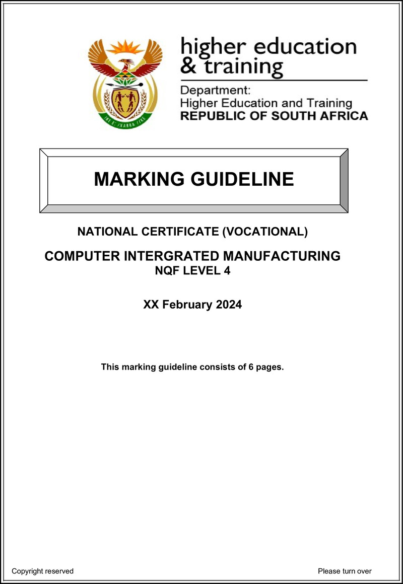 Computer-Integrated Manufacturing Level 4 DHET NCV February 2024 - Memo