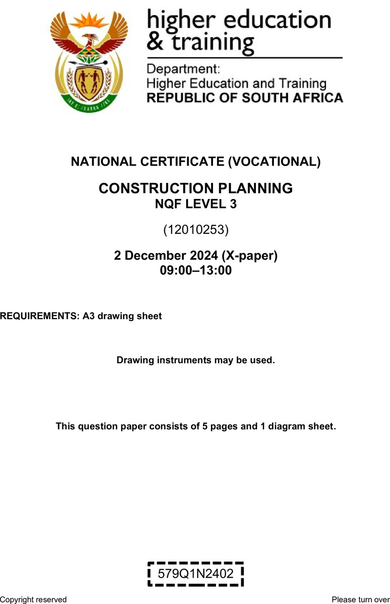 Construction Planning Level 3 DHET NCV December 2024 Paper X - Question Paper