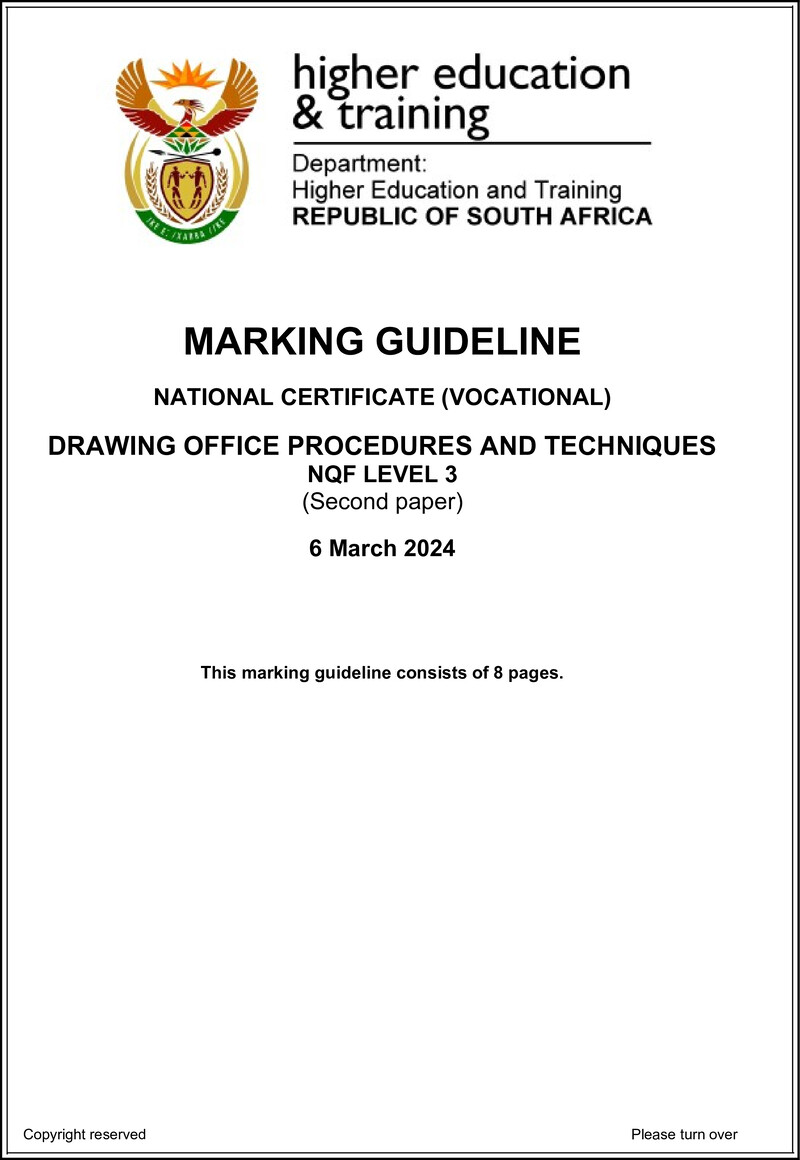 Drawing Office Procedures and Techniques Level 3 DHET NCV March 2024 - Memo