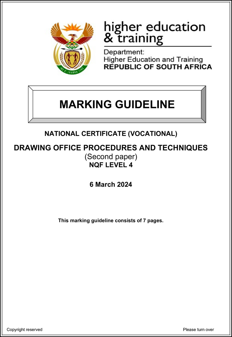 Drawing Office Procedures and Techniques Level 4 DHET NCV March 2024 - Memo