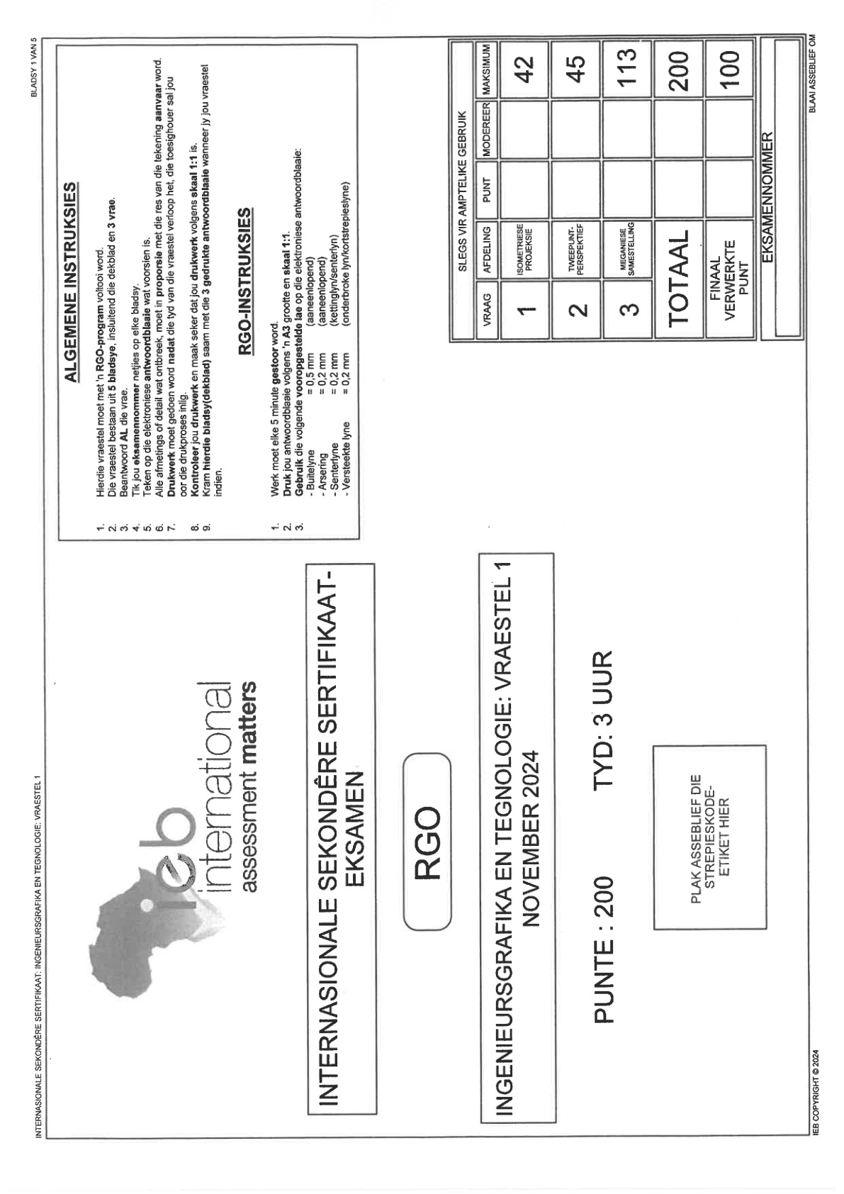 Afrikaans Grade 12 Isc 2024 Paper 1 - Question Paper