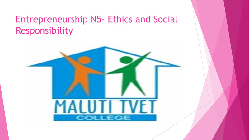 Entrepreneurship N5 Dhet Nated 2023 - Lecturer Guide