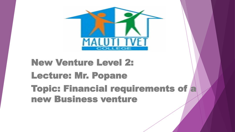 New Venture Creation Level 2 Dhet NCV 2023 - Lecturer Guide