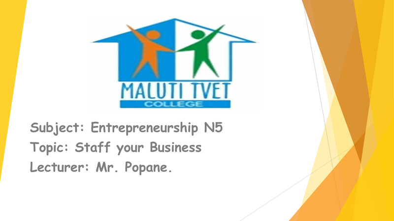 Entrepreneurship N5 Nated - Lecturer Guide
