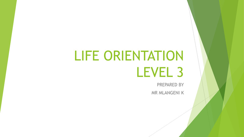 Life Orientation Level 3 DHET NCV - Lecturer Guide