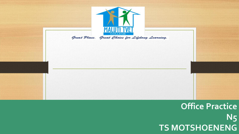 Office Practice N5 Nated 2023 - Study Guide