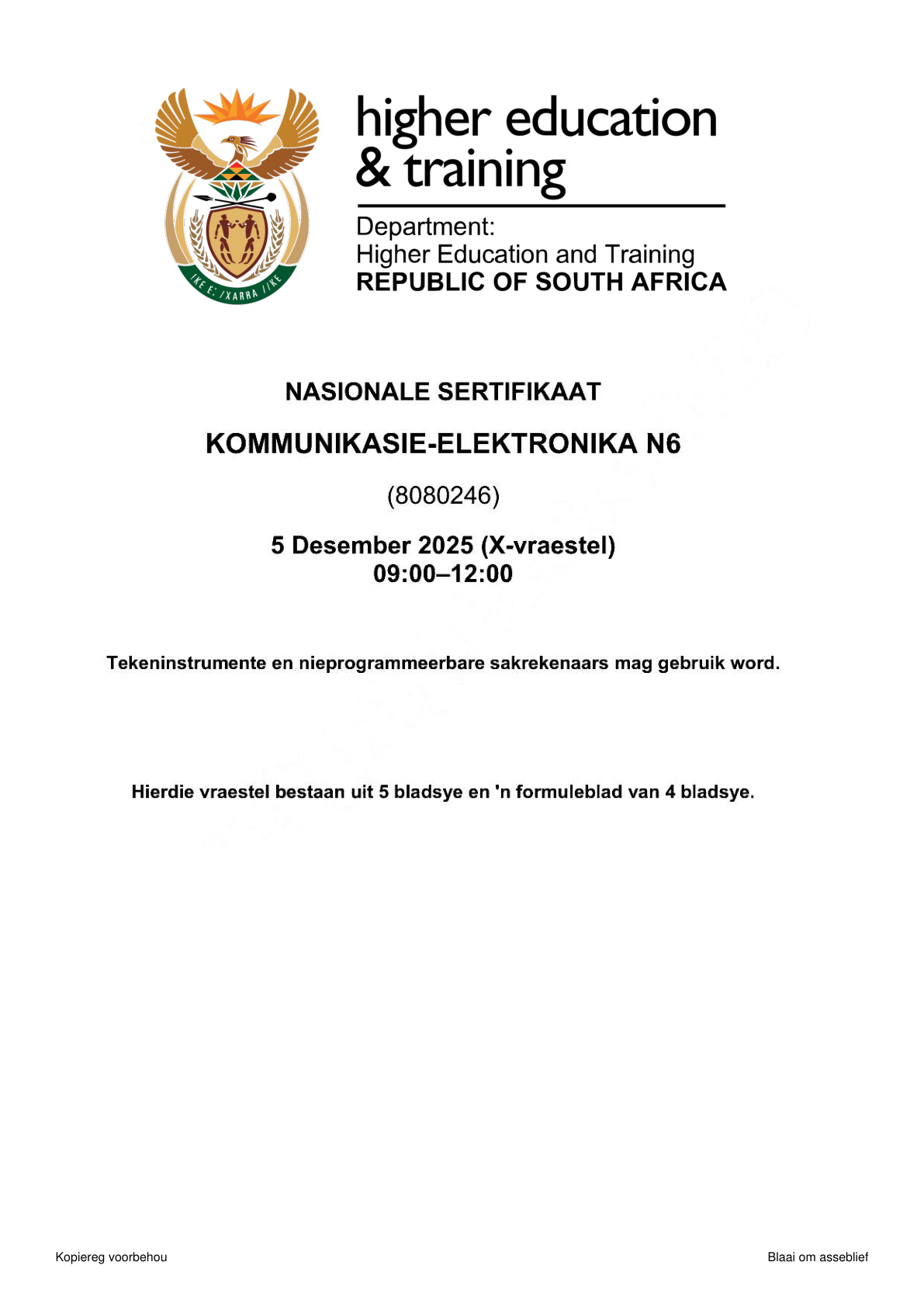 Communication Electronics N6 DHET NATED November 2025 Paper X - Question Paper