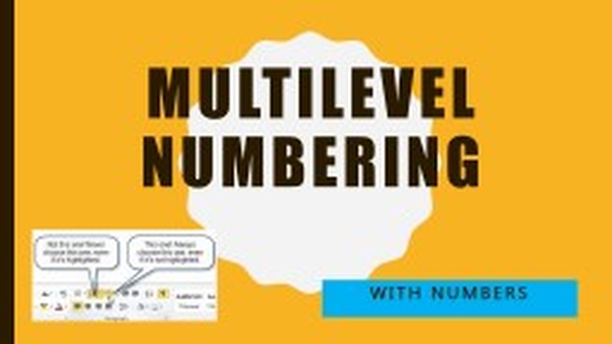 Office Data Processing Multilevel Numbering Guide - Part 1