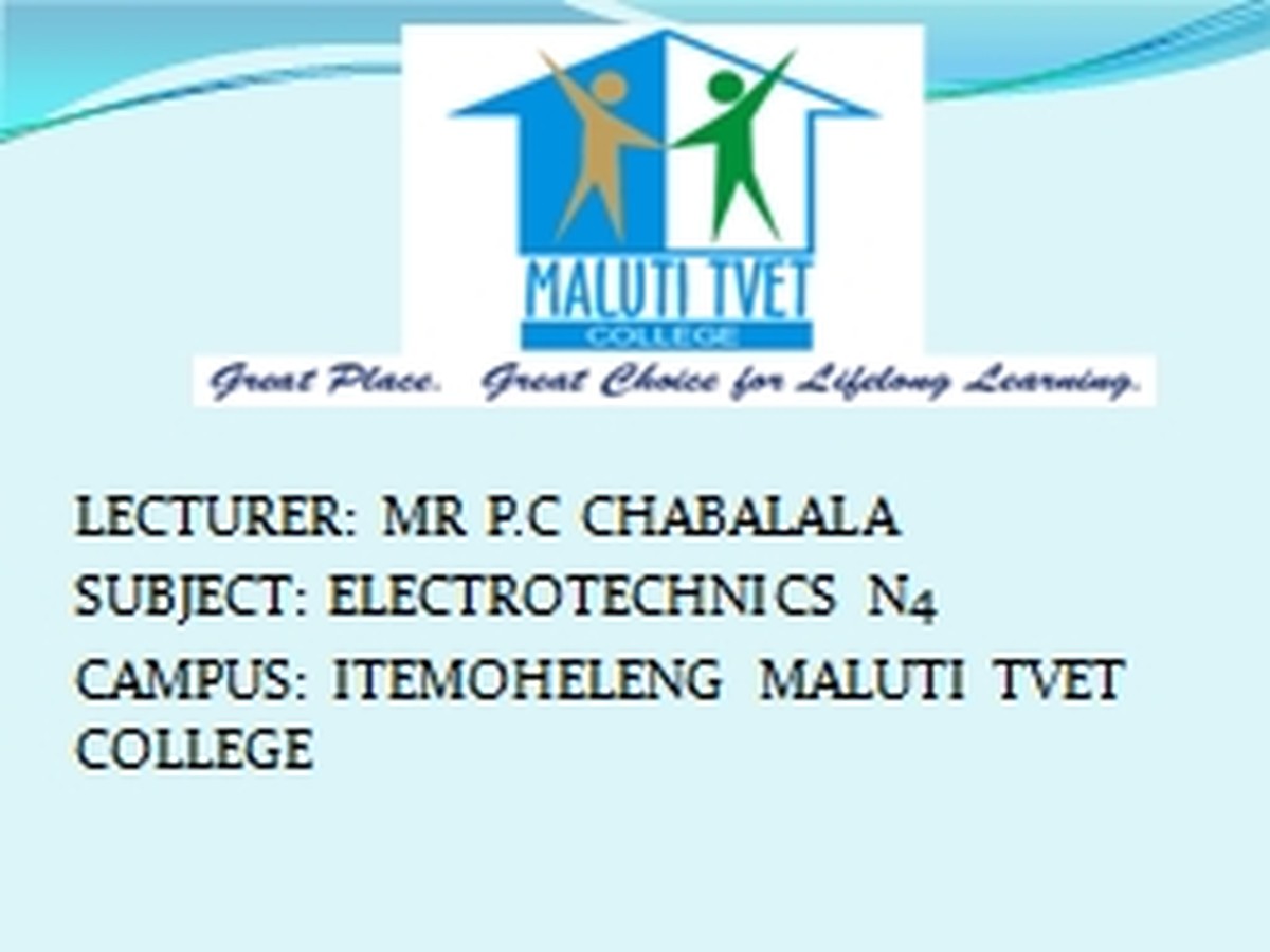Electrotechnics N4 NATED 2023 - Study Guide