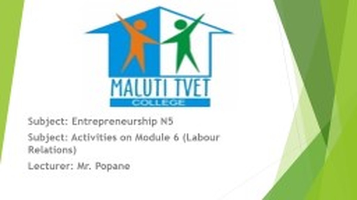 Entrepreneurship N5 Dhet Nated - Lecturer Guide