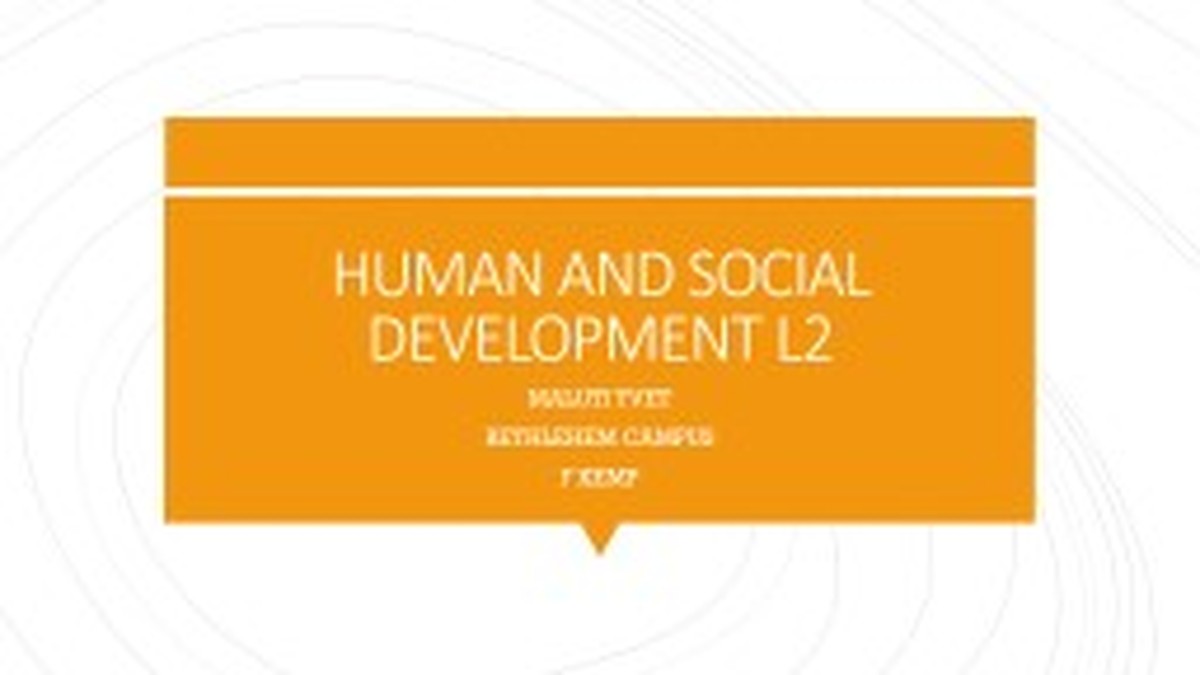 Human and Social Development Level 2 DHET NCV - Study Guide