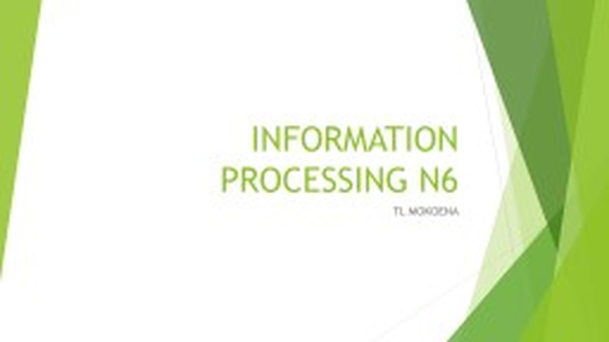 Information Processing N6 Dhet Nated 2023 - Lecturer Guide