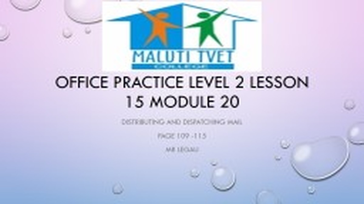Office Practice Level 2 Nated 2023 - Lecturer Guide