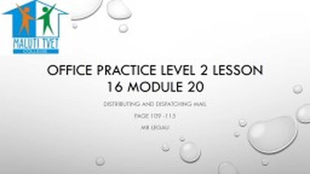 Office Practice Level 2 Nated - Lecturer Guide