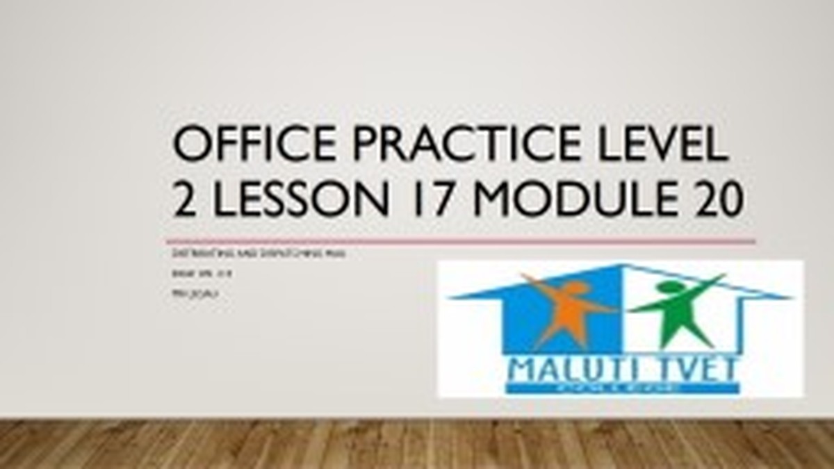 Office Practice Level 2 Dhet NCV - Lecturer Guide
