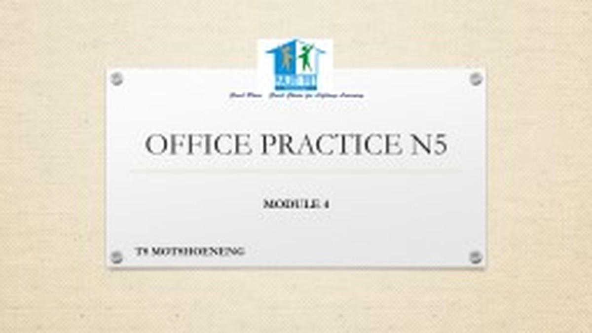 Office Practice N5 Nated 2023 - Study Guide