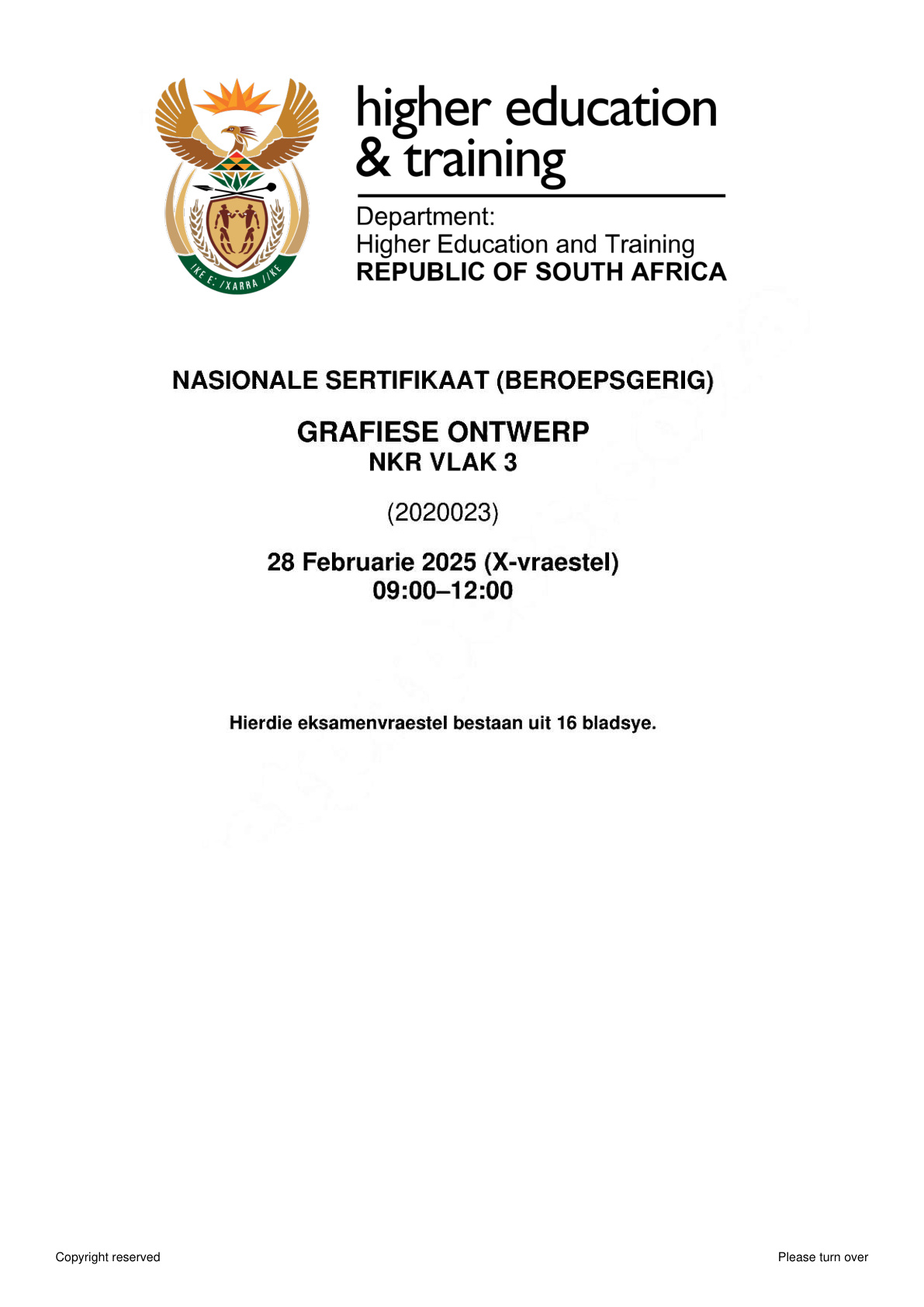 Graphic Design Level 3 DHET NCV February 2025 - Question Paper