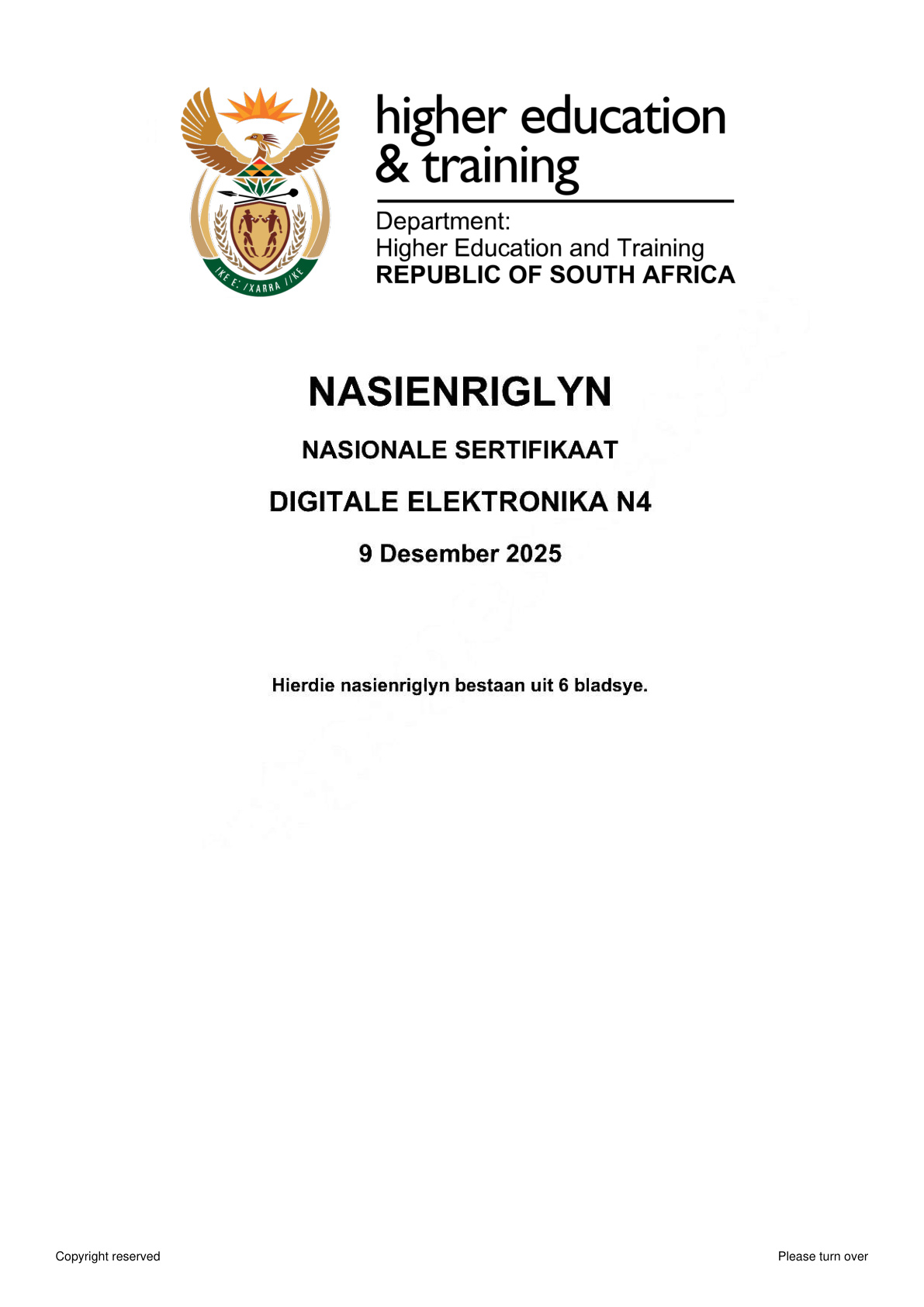 Digital Electronics N4 DHET NATED November 2025 - Memo