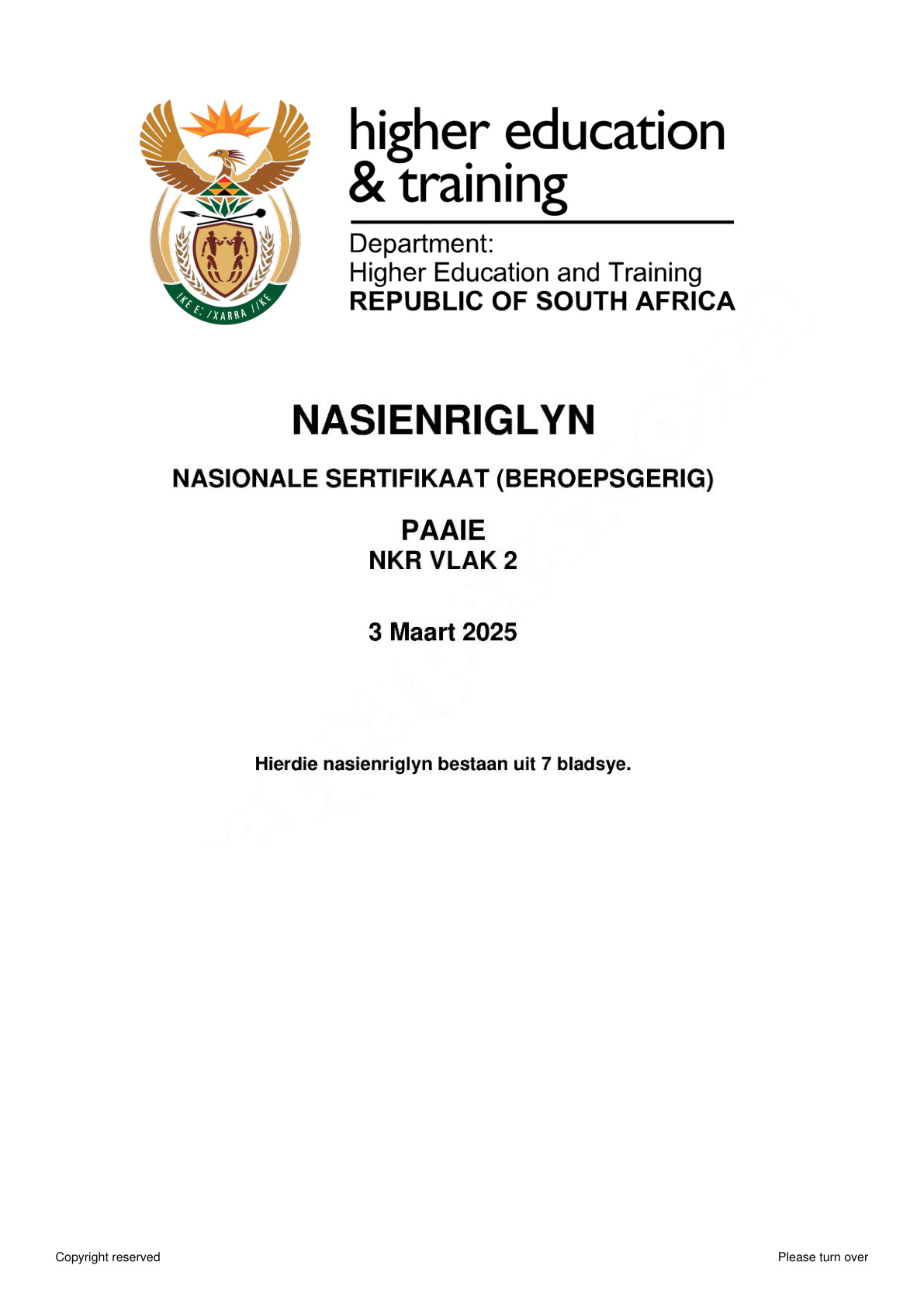 Roads Level 2 DHET NCV February 2025 - Memo