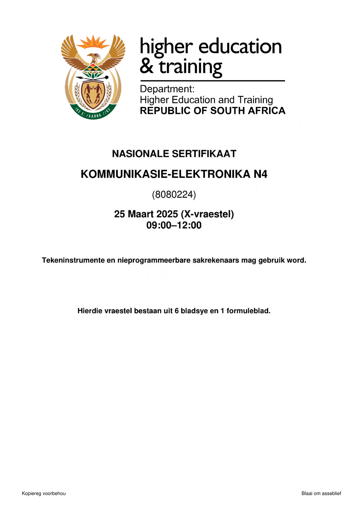 Communication Electronics N4 DHET NATED April 2025 Paper X - Question Paper