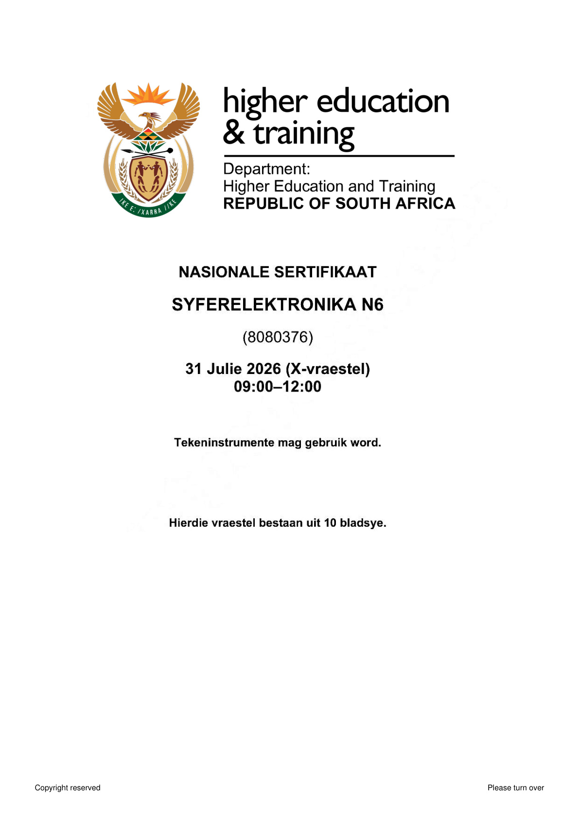 Digital Electronics N6 DHET NATED August 2026 Paper X - Question Paper