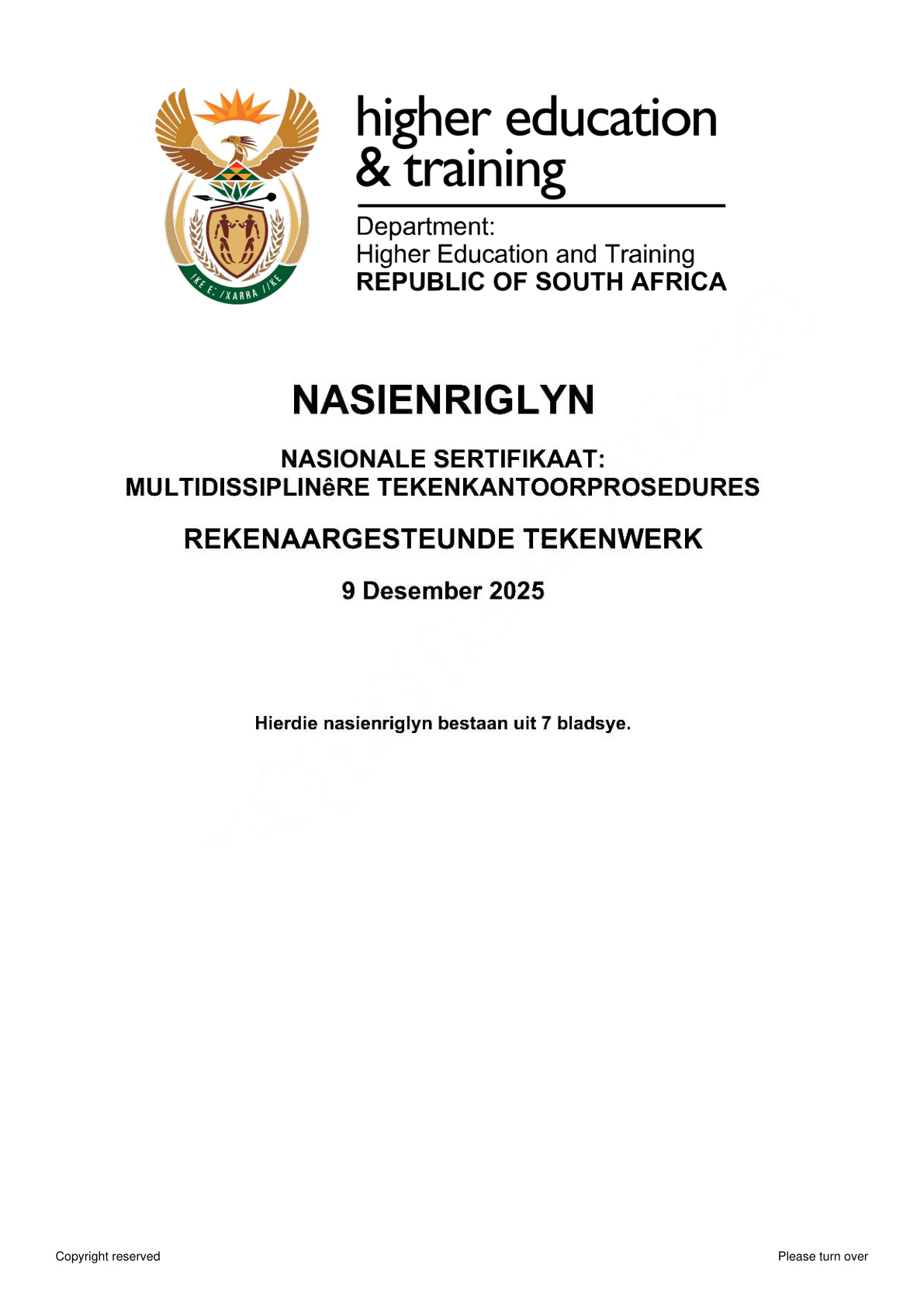 Computer Aided Draughting DHET NATED November 2025 - Memo