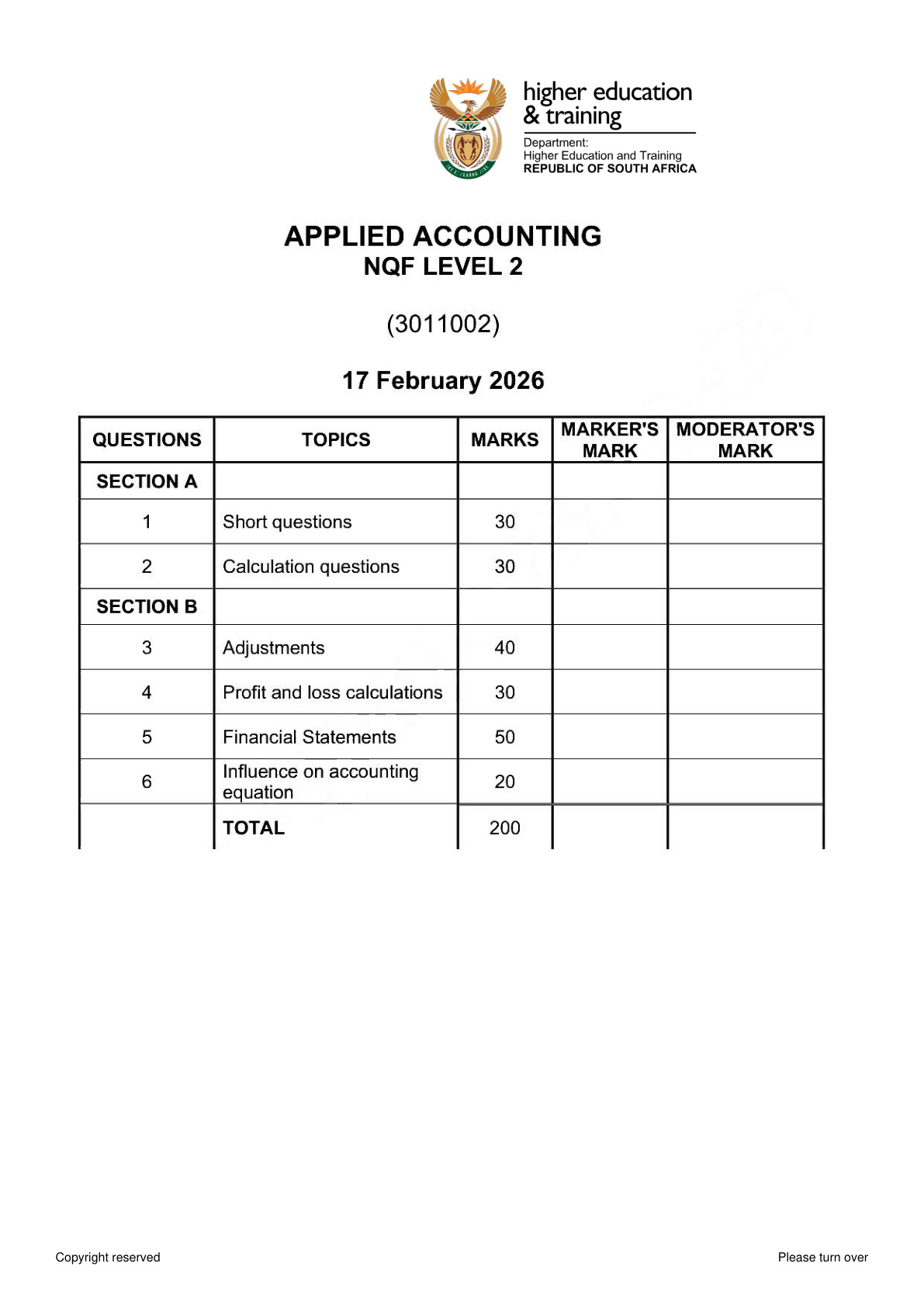 Applied Accounting Level 2 Dhet NCV 2026 - Answer Book