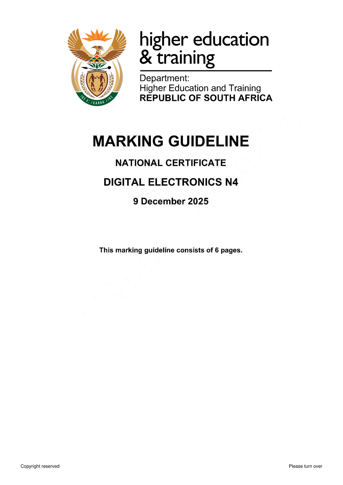 Digital Electronics N4 DHET NATED November 2025 - Memo