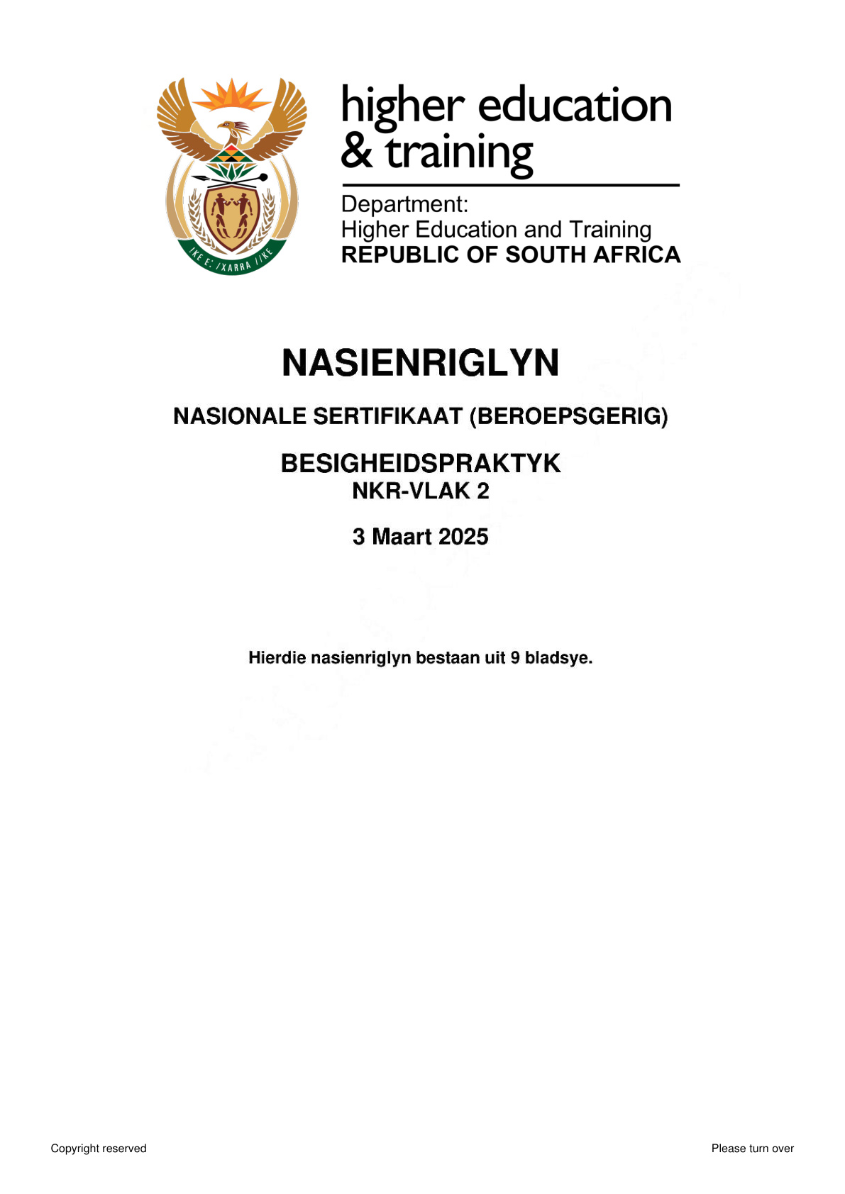 Business Practice Level 2 Dhet NCV February 2025 - Memo