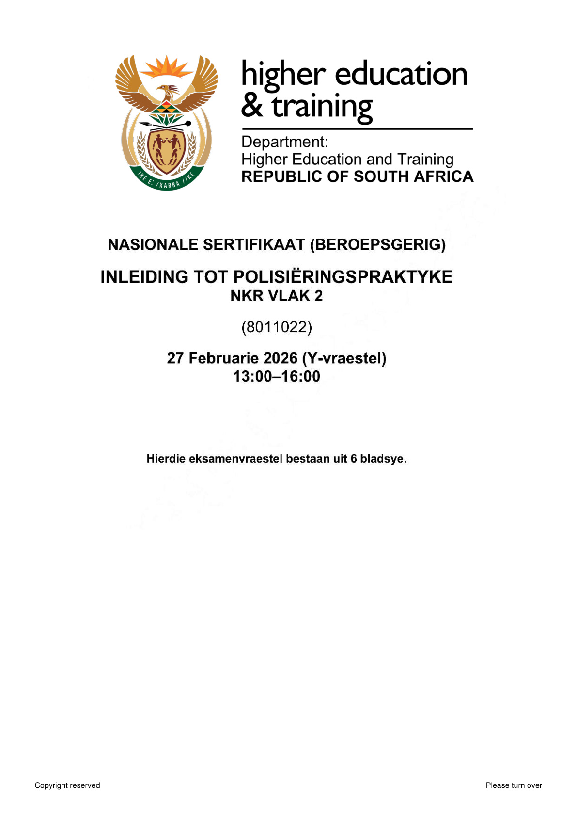 Introduction To Policing Practices Level 2 Dhet NCV February 2026 ...