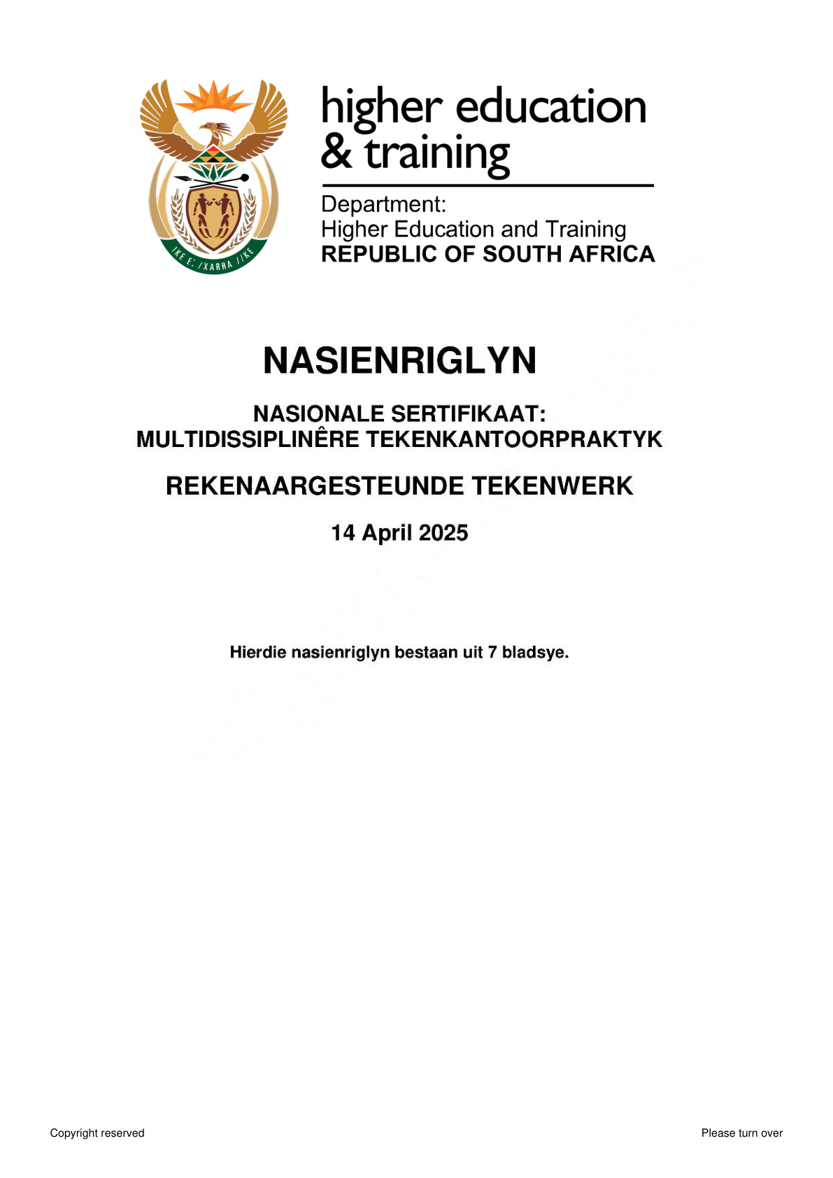 Computer Aided Draughting DHET NATED April 2025 - Memo