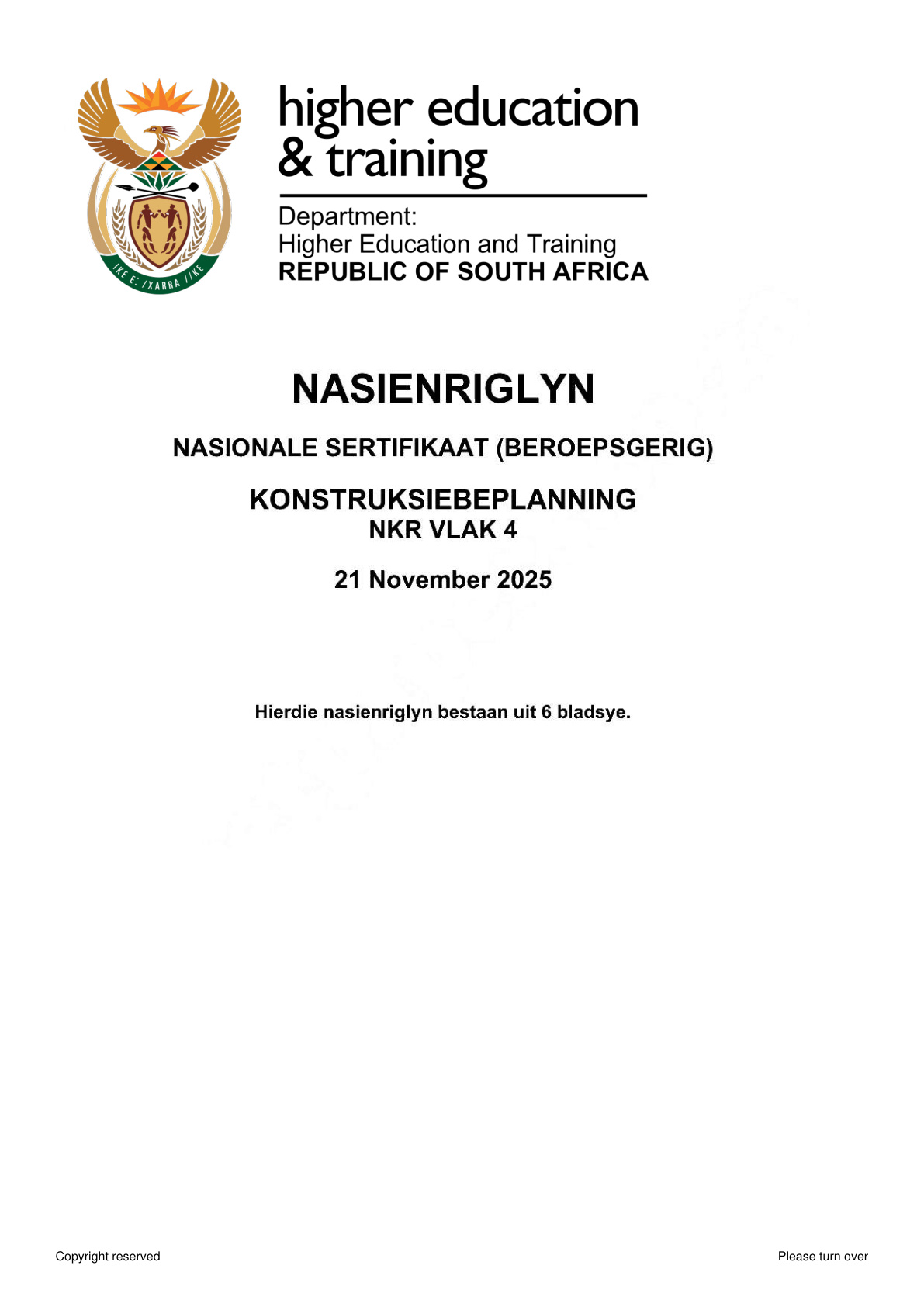 Construction Planning Level 4 DHET NCV November 2025 - Memo