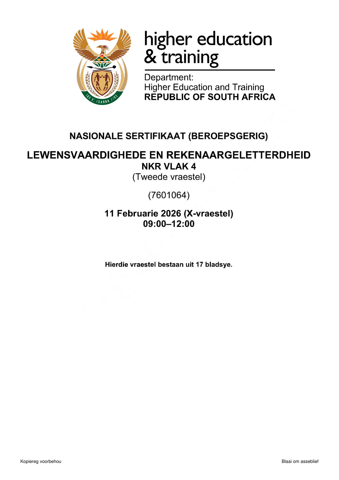 Life Skills and Computer Literacy Level 4 DHET NCV 2026 Paper 2 - Question Paper
