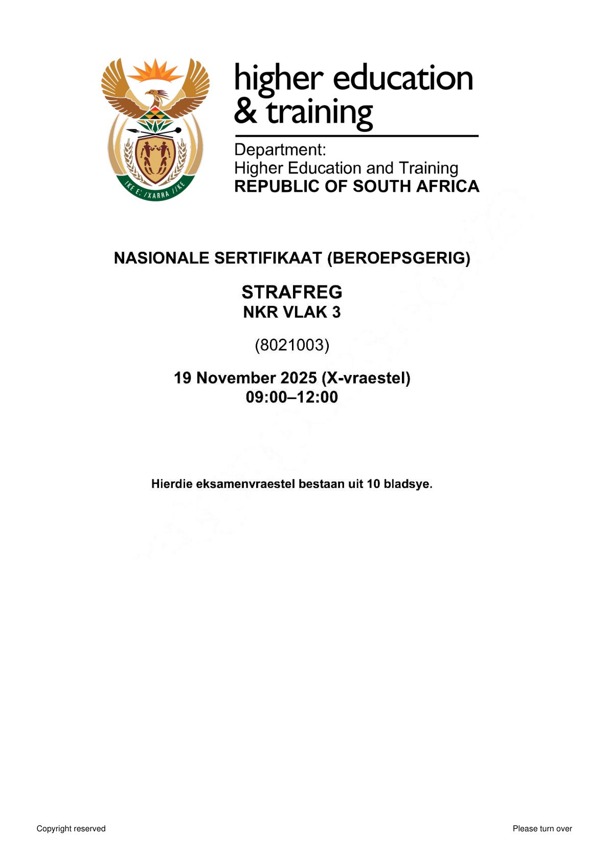 Criminal Law Level 3 DHET NCV November 2025 - Question Paper