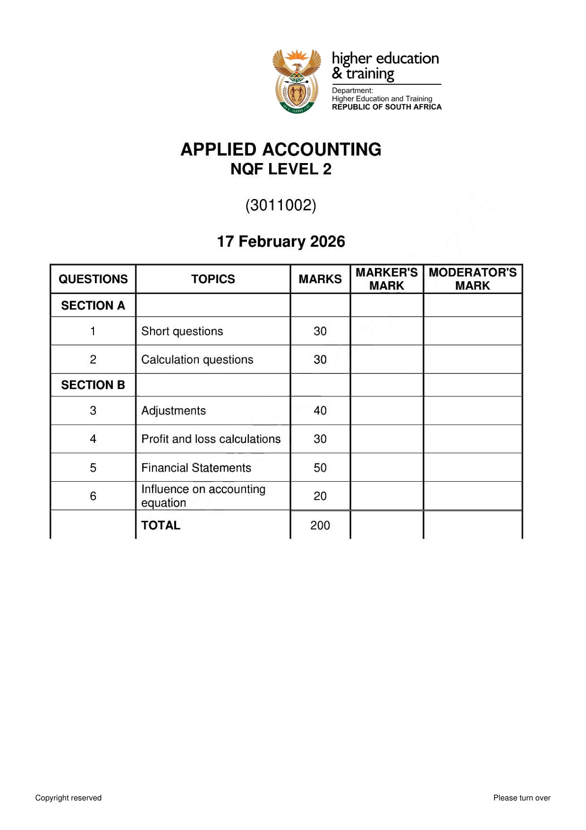 Applied Accounting Level 2 Dhet NCV 2026 - Answer Book