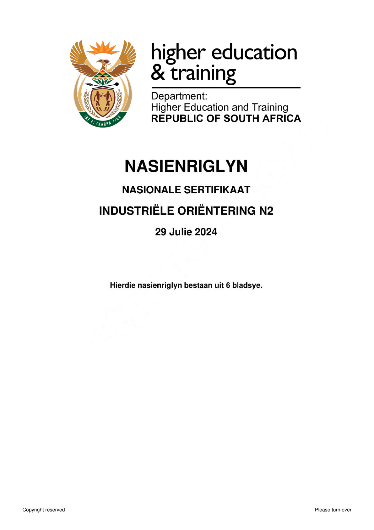 Industrial Orientation N2 DHET NATED August 2024 - Memo
