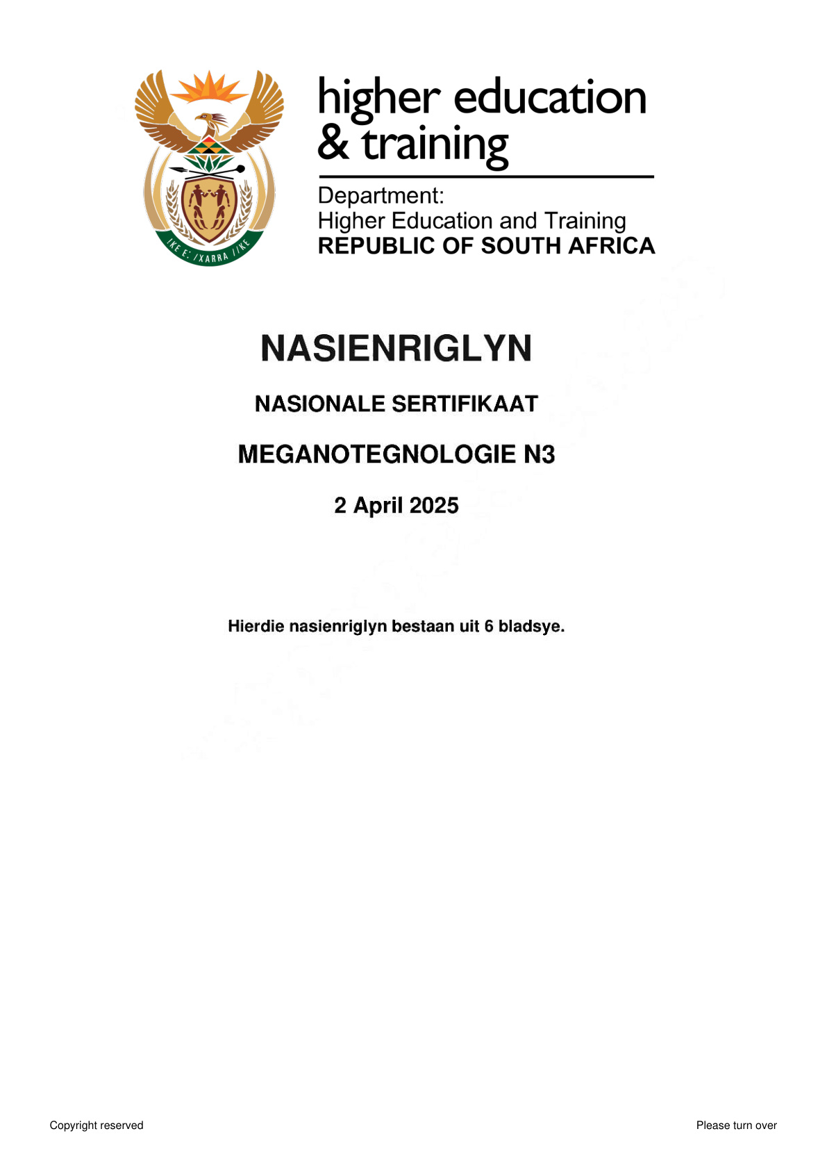 Mechanotechnology N3 Dhet Nated April 2025 - Memo