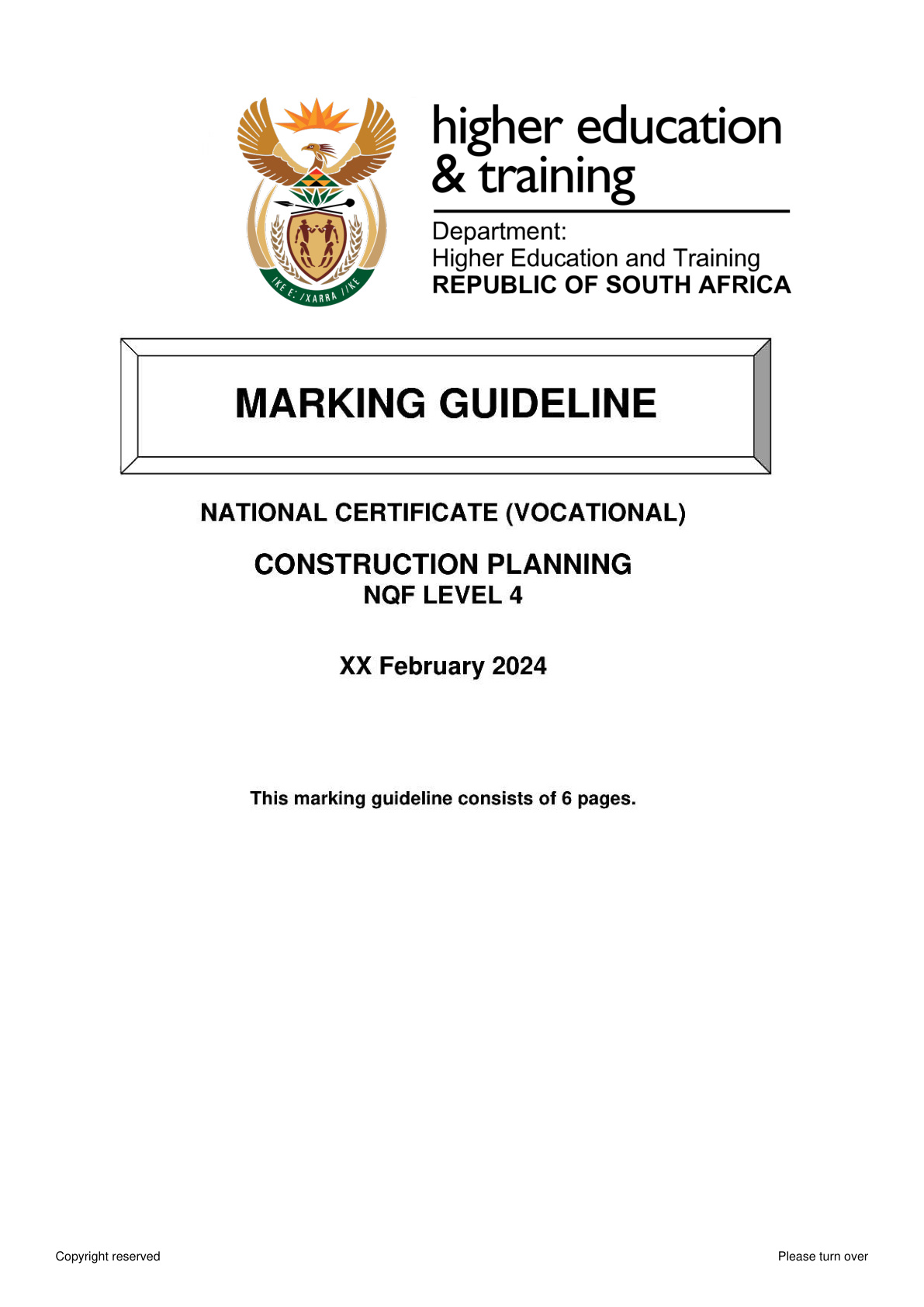 Construction Planning Level 4 DHET NCV 2024 - Memo