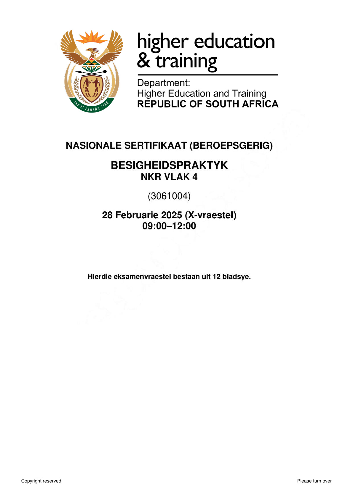 Business Practice Level 4 DHET NCV February 2025 - Question Paper