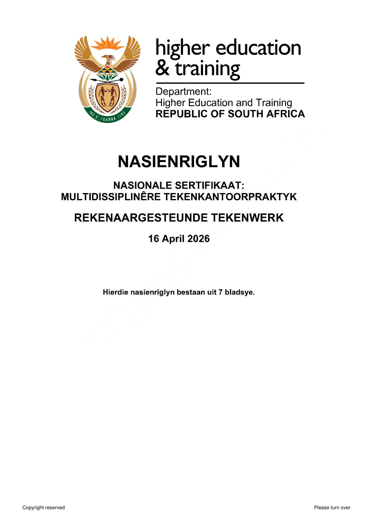 Computer Aided Draughting DHET NATED April 2026 - Memo