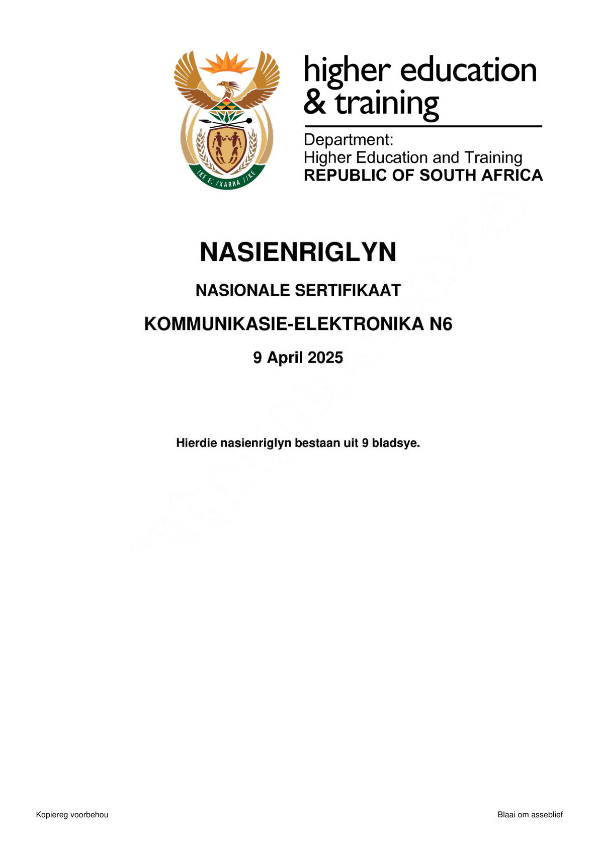 Communication Electronics N6 DHET NATED April 2025 - Memo