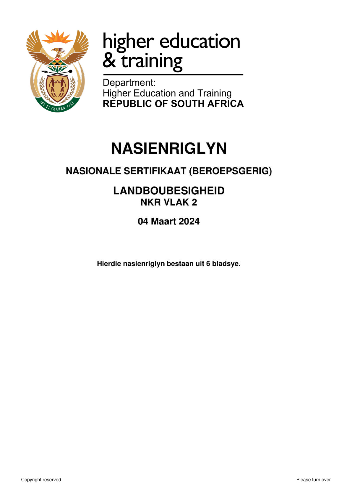 Agribusiness Level 2 DHET NCV 2024 - Memo