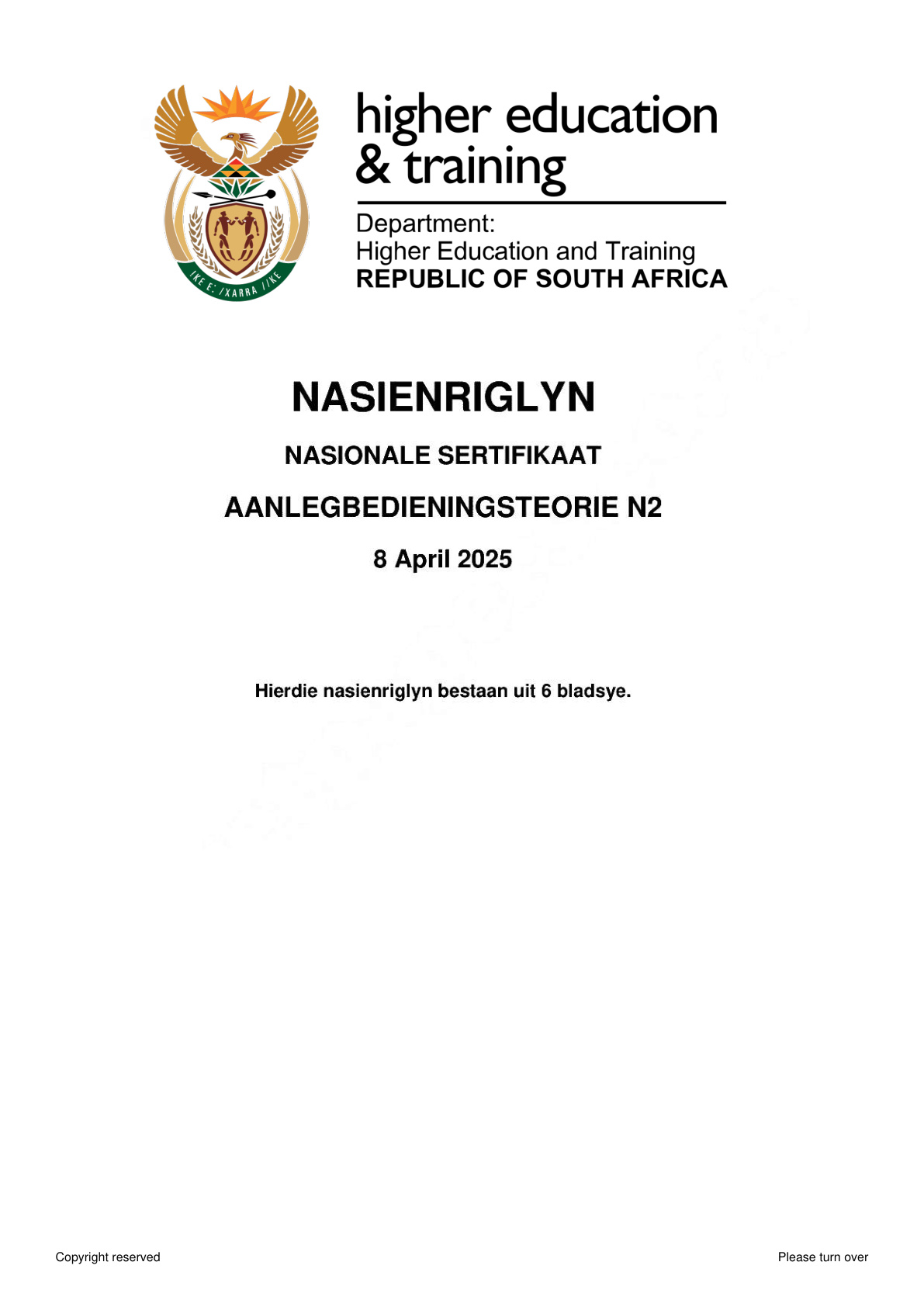 Plant Operation Theory N2 DHET NATED April - Memo