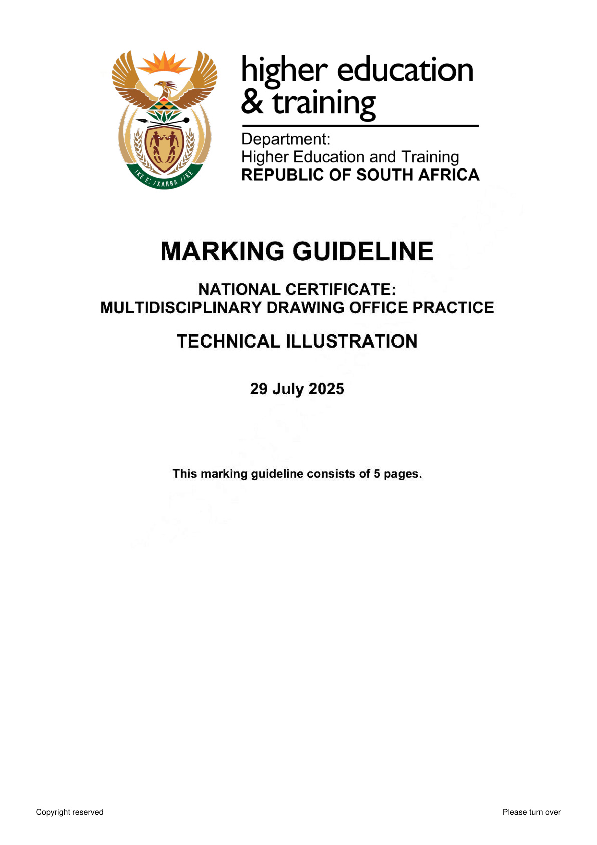 Technical Illustration N5 DHET NATED August 2025 - Memo