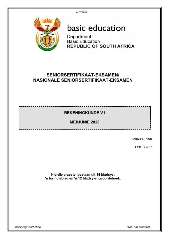 Accounting Grade 12 DBE Caps May 2026 Paper 1 - Question Paper